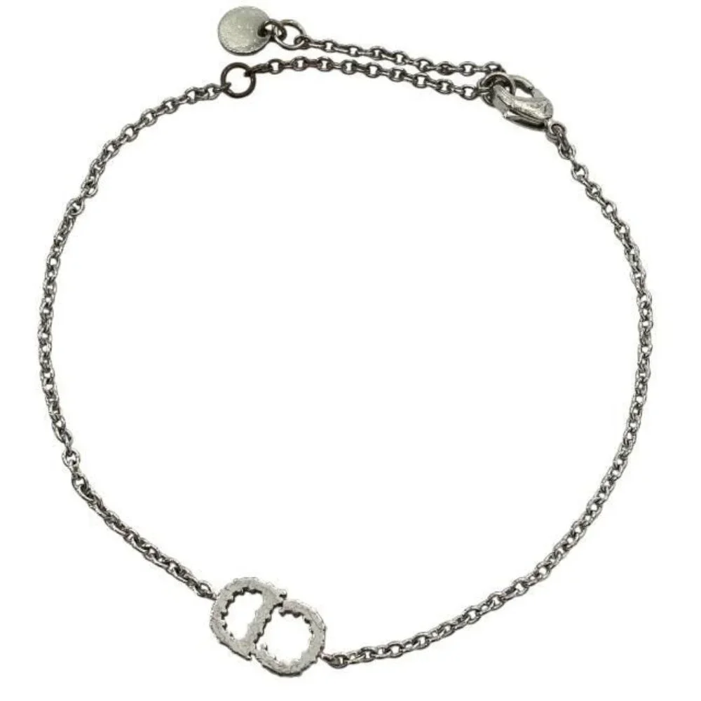 Christian Dior Bracelet Bangle Clair D LUNE CD Logo Metal Rhinestone Silver - Picture 6 of 8